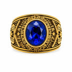 Men's US Navy Signet Ring in gold and blue, size 10, from Republic Mercantile, featuring detailed navy emblem and polished finish.