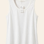 Moshu white sleeveless tank top in XL, casual basic layering shirt with a simple sleeveless design and smooth fabric.