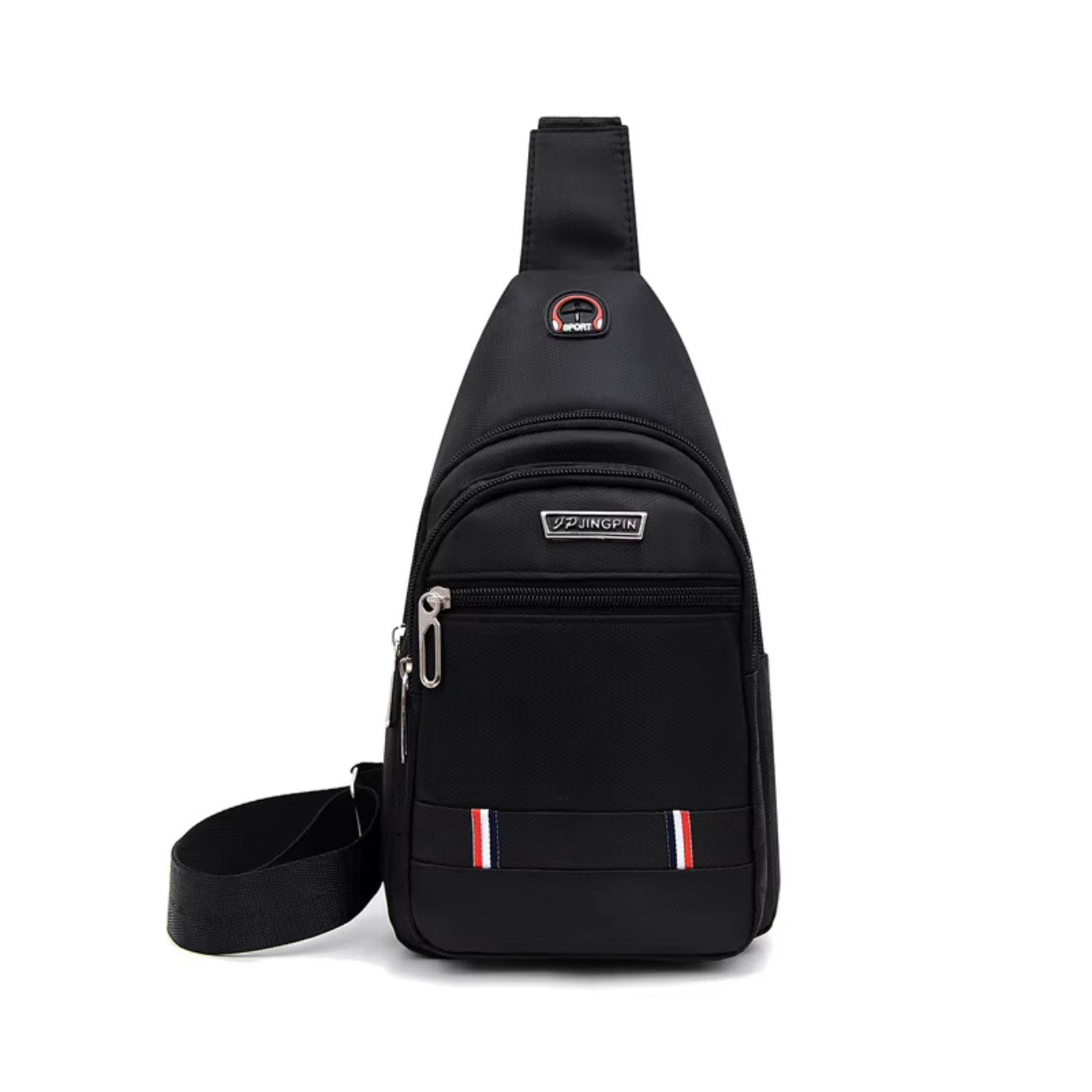 Black Jingpin Daily Single Strap Crossbody Backpack for unisex use, showing the sleek strap and compact design.