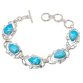 Blue Larimar Pear Gemstone Handmade 925 Sterling Silver Plated Jewelry Bracelet