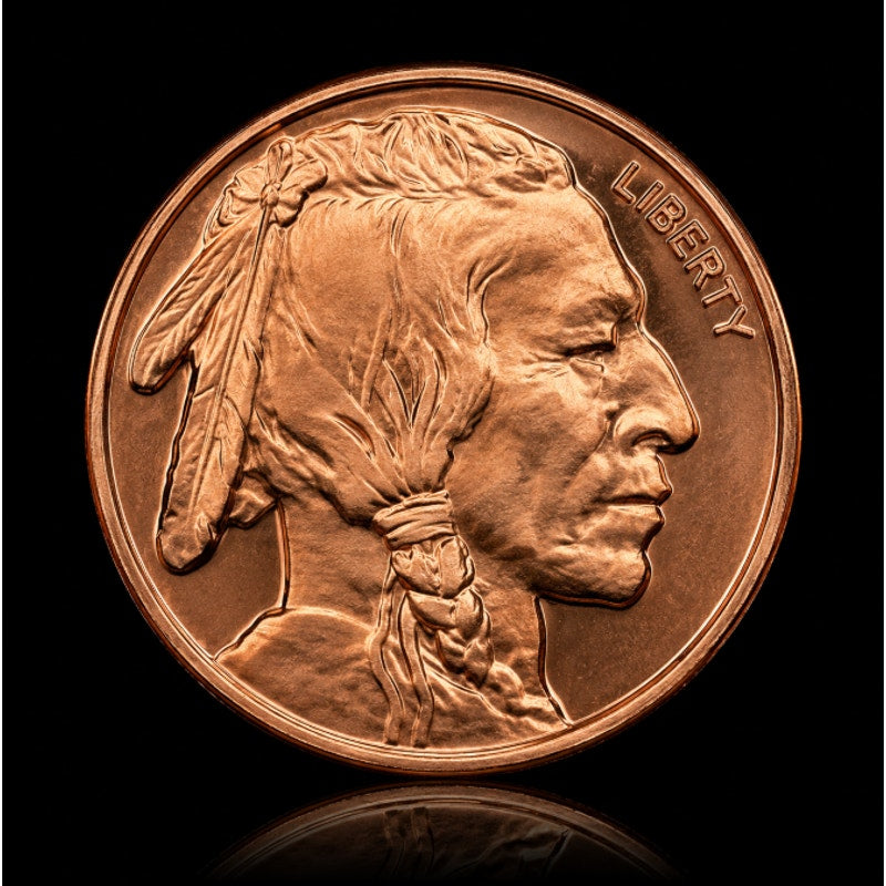 Fine copper collectible coin featuring a buffalo design, 1 ounce .999 pure copper from Republic Mercantile.