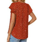 Fantaslook women's V-neck dressy top with ruffle sleeves, button-up tunic in size M, shown on a hanger or model.