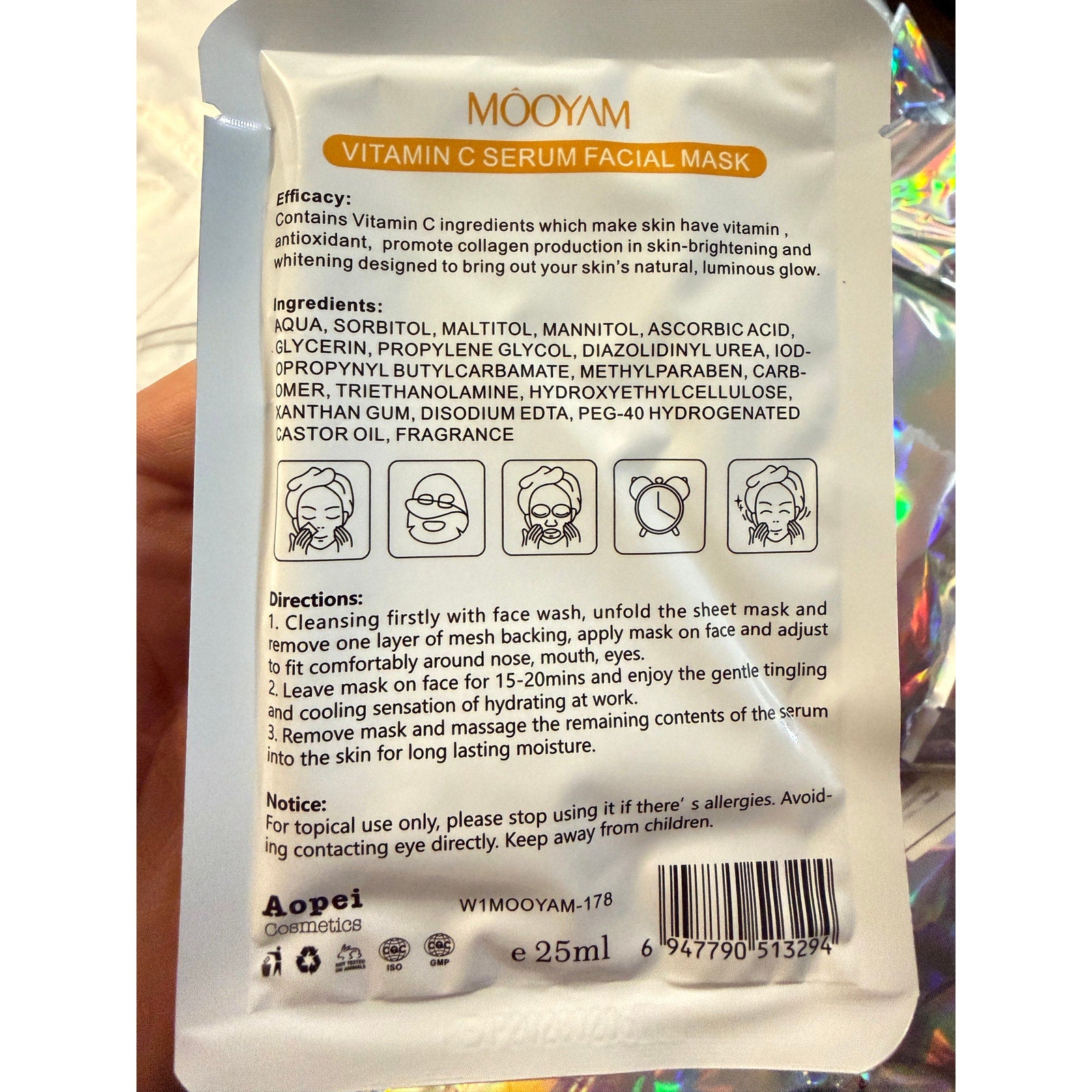 Mooyam Vitamin C Serum Facial Mask 10-Pack