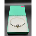 Silver plated bangle gem bracelet by Republic Mercantile featuring handcrafted design and sparkling gemstone accents.