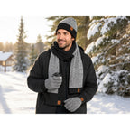 4-pc Men's Winterwear Set Beanie, Gloves & Scarf in Gray/Black
