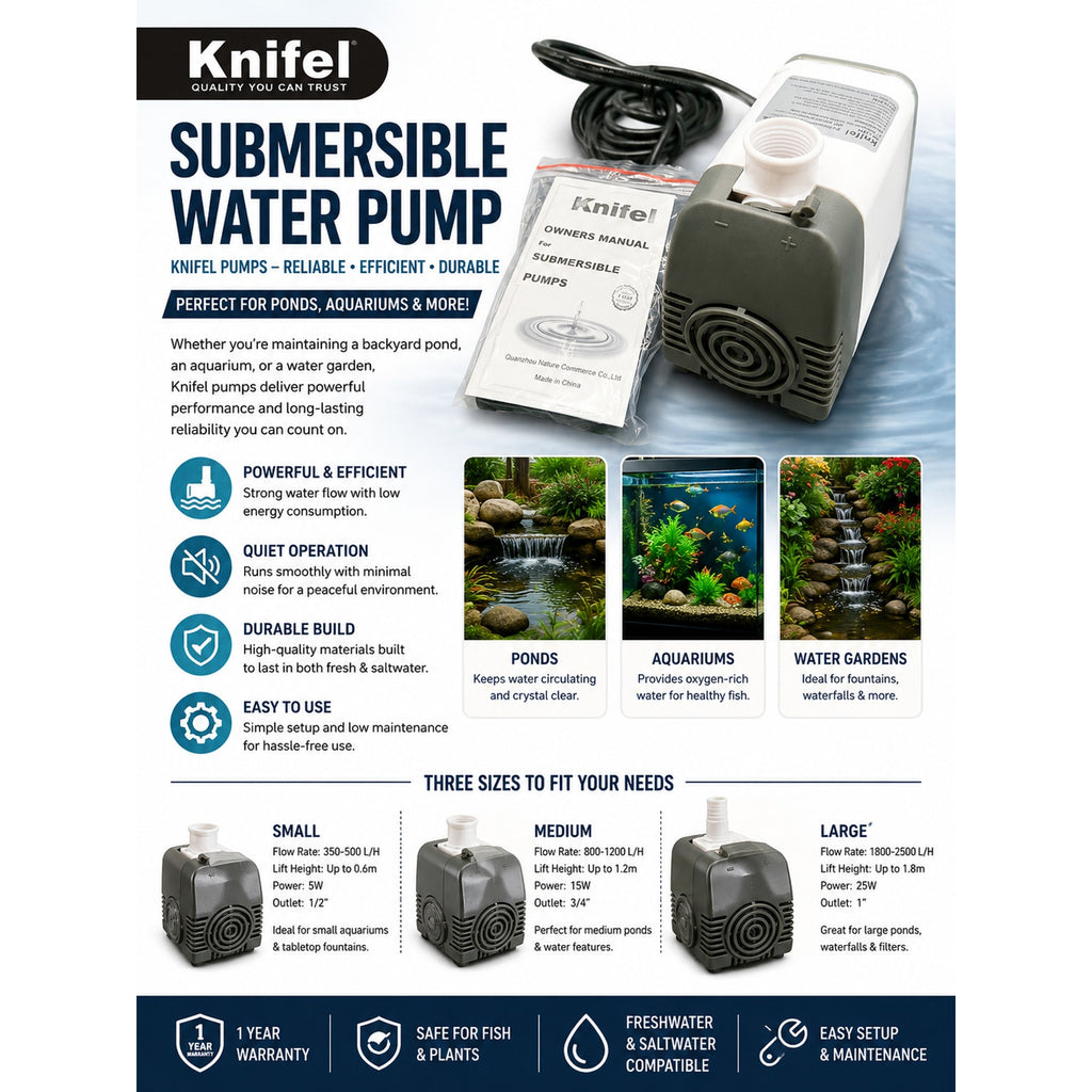 Knifel AT-707 Submersible Water Pump 880GPH 45W Adjustable Flow Rate