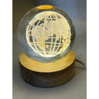 3D Etched Crystal Globe LED Light with USB Display Base