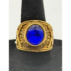 Men's US Navy Signet Ring in gold and blue with size 10, featuring detailed navy emblem and regal design by Republic Mercantile.