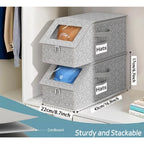 Stackable hat storage boxes by Republic Mercantile, 8x16x6 inches, showing organized hats and sturdy plastic containers.