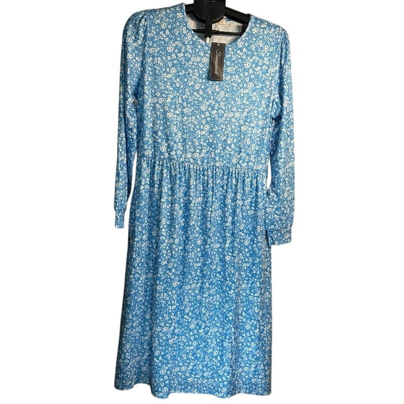 Fantaslook Long-Sleeve Blue Floral Dress Size L