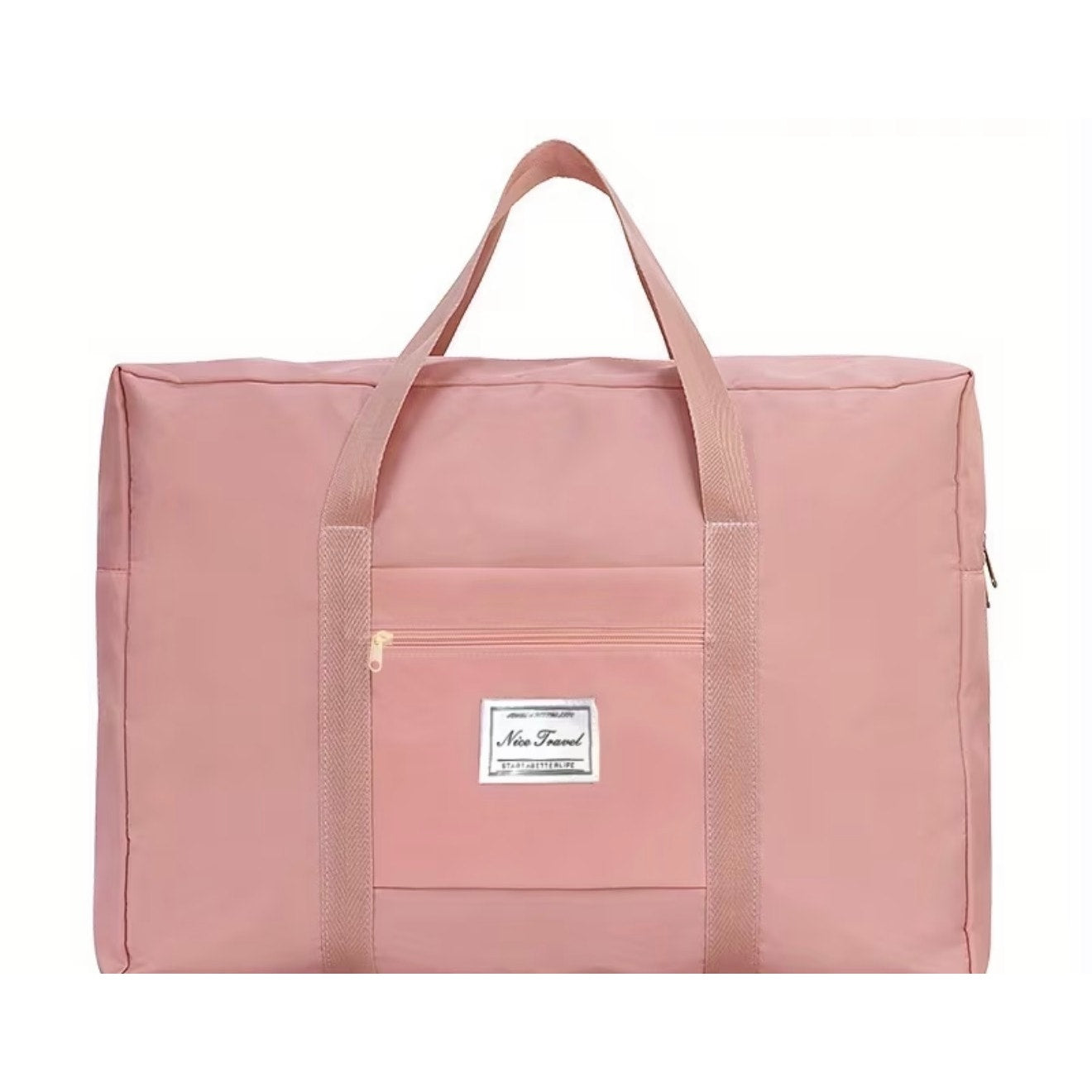 Pink 11"x16.5" travel tote bag by Nice Travel with sturdy handles and spacious interior for carry-on essentials.