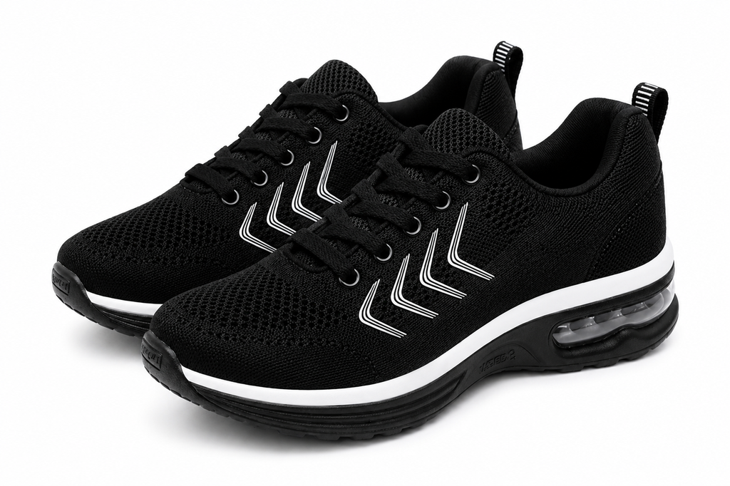 Black women's athletic shoes by Ablanczoom, size 8.5, with breathable mesh and cushioned soles for active wear.