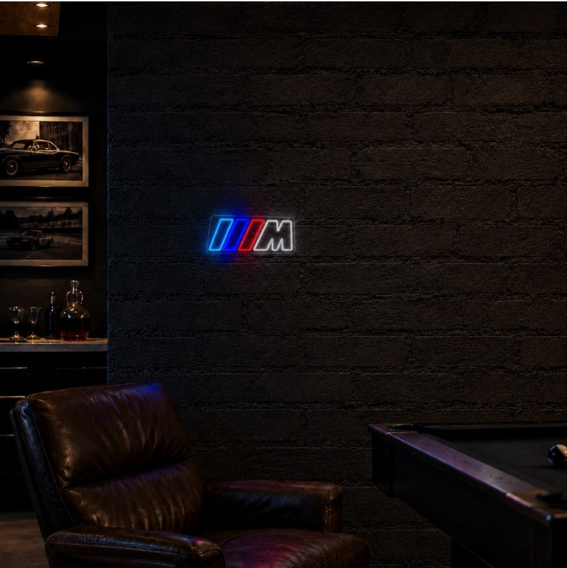Dimmable LED BMW car neon wall sign by Huikwan, featuring a sleek illuminated BMW logo design for automotive decor.