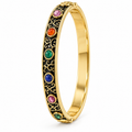 Gold Ladies Bangel Bracelet with Rainbow Gems