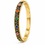 Gold Ladies Bangel Bracelet with Rainbow Gems