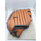11.5 inch pig leather baseball glove by Republic Mercantile showing detailed stitching and flexible design for easy catching