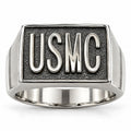 Men's silver US Marine Corps Signet Ring in size 10, featuring engraved USMC emblem, crafted by Republic Mercantile.