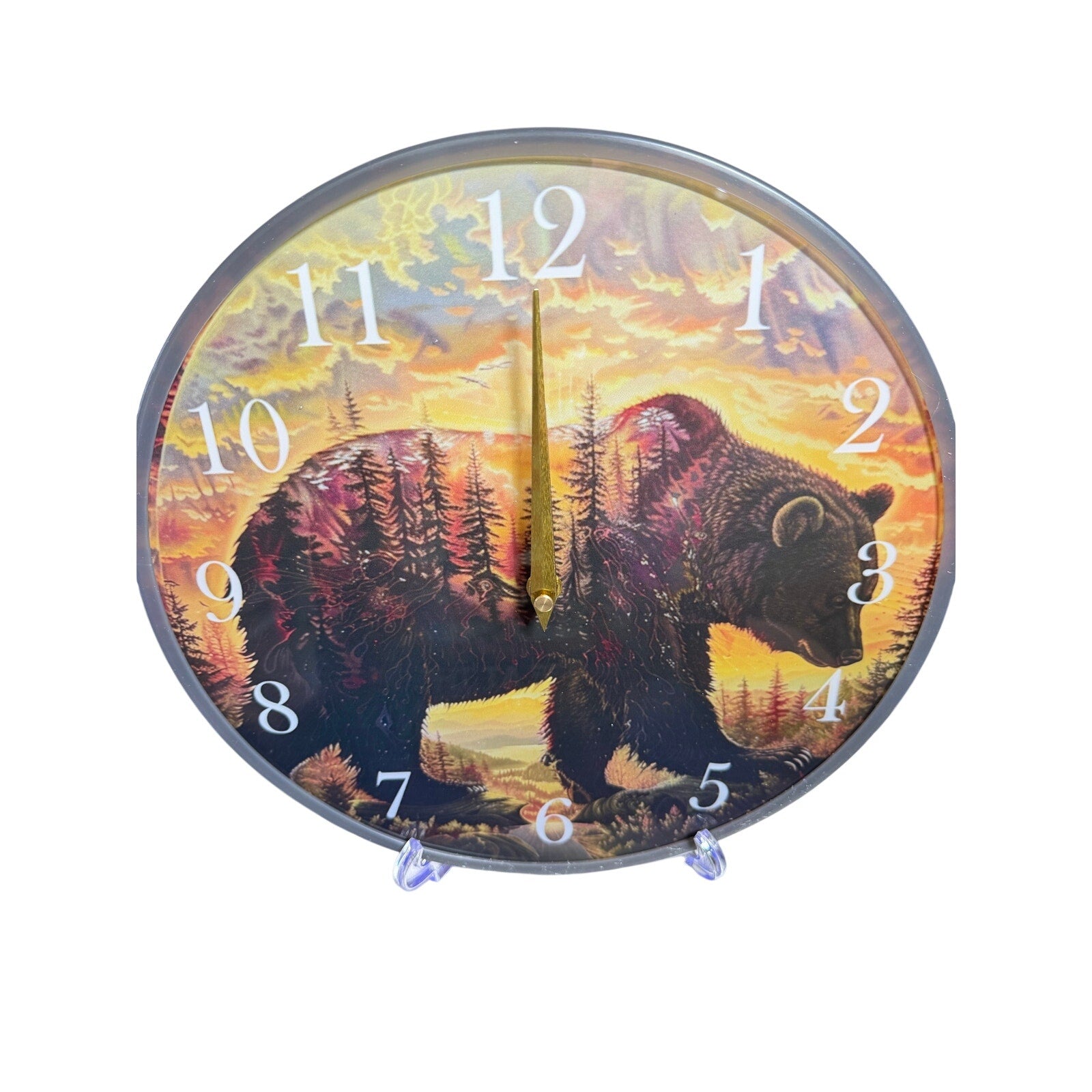 NEW Pine Ridge Bear 13" Clock. Analog.