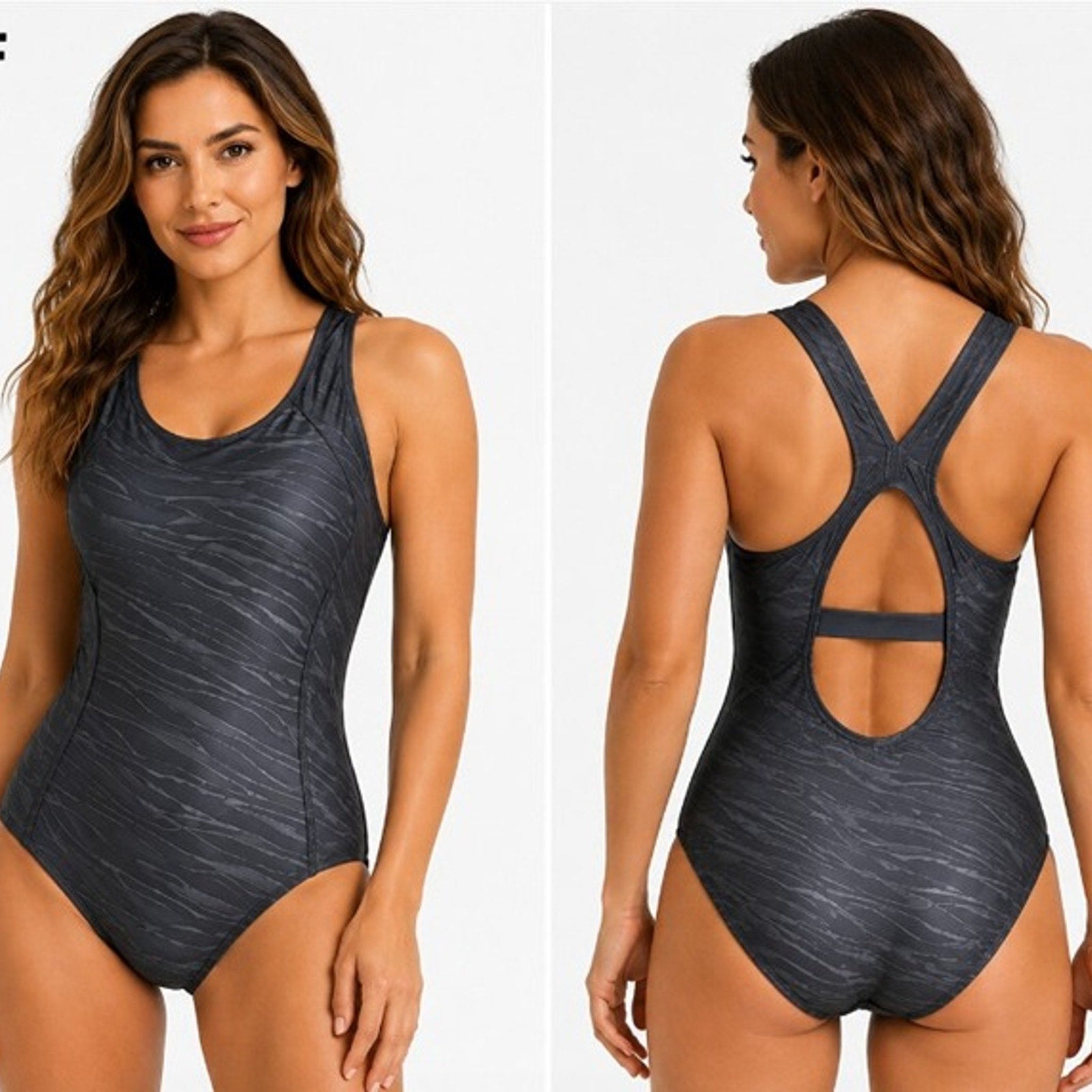 NEW UPF Women's One Piece Swimsuit Black Size S Athletic Bathing Suit FREE Shipp
