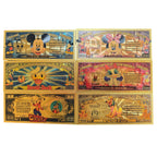Disney 6-piece gold-fold novelty notes featuring Mickey, Minnie, Donald, Daisy, and other classic Disney characters.