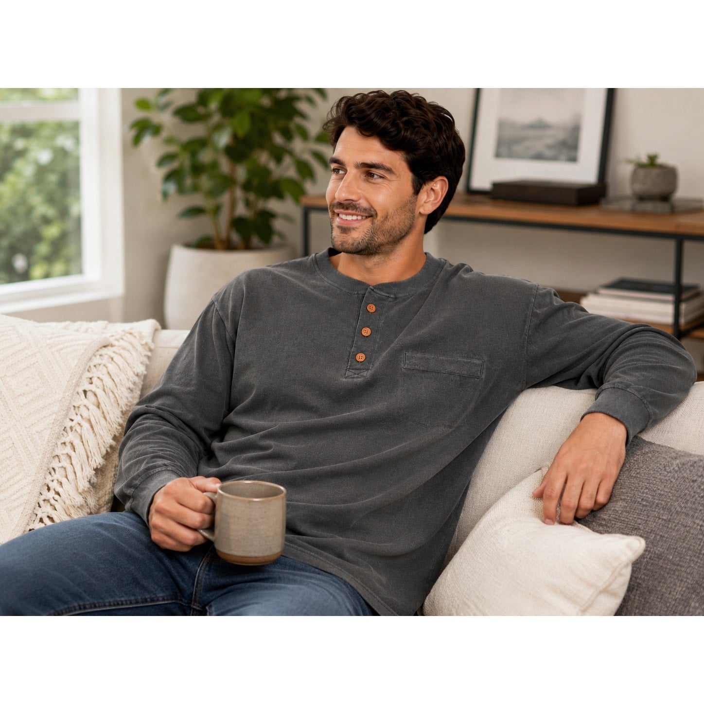 Gents Bliss 1/4 Button with Pocket Pullover Long-Sleeve Size XL