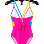 B2Prity Womens Color Block One Piece Swimsuit Tummy Control Bathing Suit -Size L