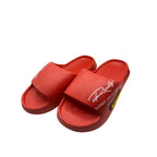 Red VEPCQ foam slides for women’s size 7 and men’s size 5, featuring a comfortable open-toe design and casual style.