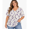 Fantaslook women's dressy blouse top with V-neck, short sleeves, made of lightweight fabric, size XXL.