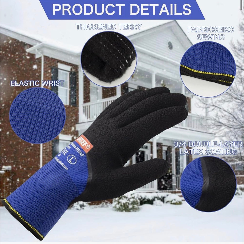 LOCCEF winter work gloves, thermal freezer gloves in black, designed for cold weather and outdoor work protection.