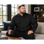 Oaluxe Men's Button Down Long Sleeve Black Size 3XL