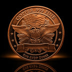 Republic Mercantile 1 oz .999 fine copper collectible coin featuring the Standing Liberty design on a detailed coin image.