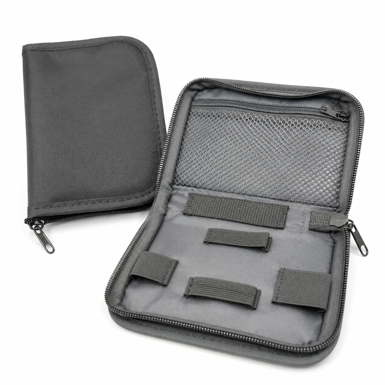 Empty compact travel organizer case for medical supplies by HouseVibe, with multiple compartments for easy organization.