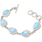 Opalite Pear Gemstone Handmade 925 Sterling Silver Plated Jewelry Bracelet
