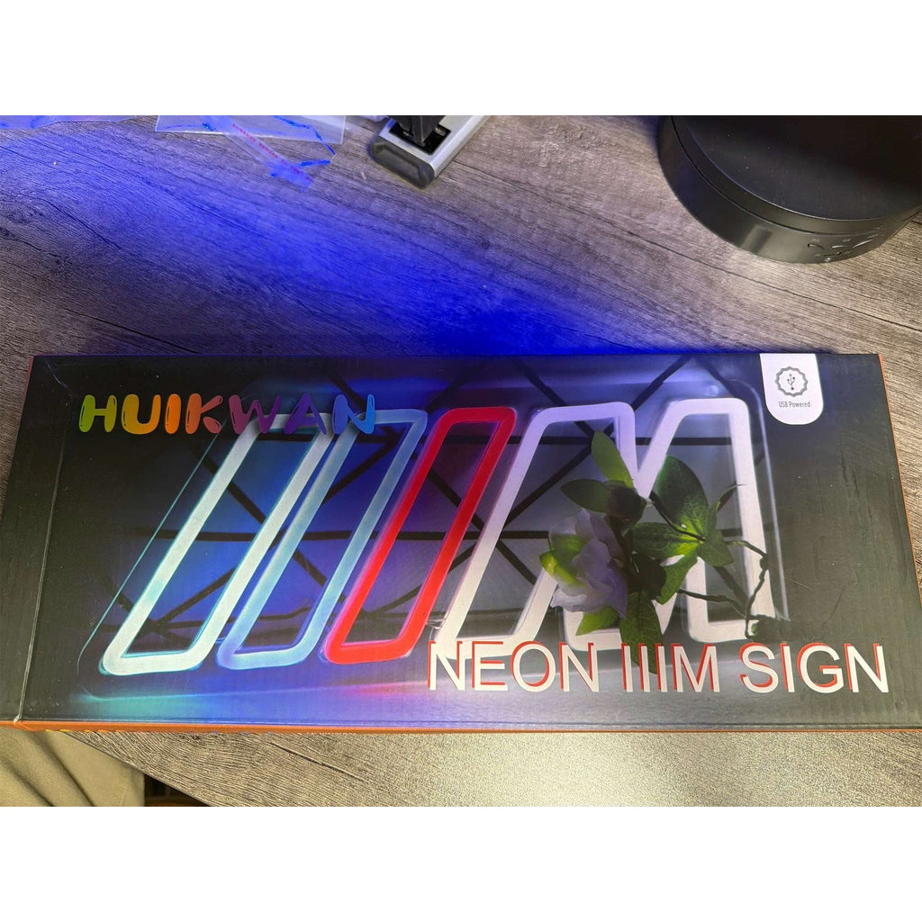 BMW car neon wall sign by Huikwan featuring dimmable LED light, illuminated neon sign with BMW logo and sleek design.