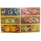 Disney 6-piece novelty note set featuring Mickey, Minnie, Donald, Daisy, and more with gold fold design.