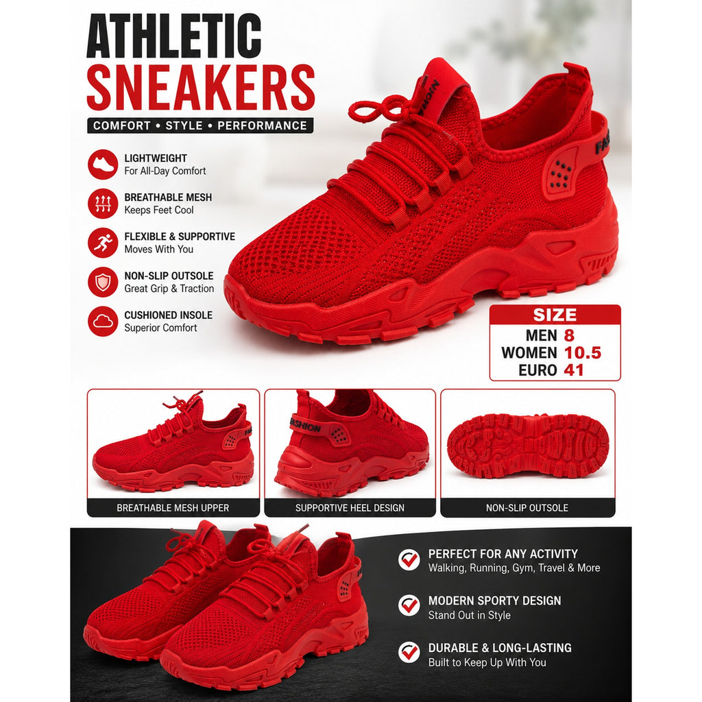 Women's Republic Mercantile athletic sneakers in red, size 10.5, with a sleek design and breathable mesh upper.