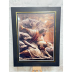 12x16 inch canvas art print of Jesus the Protector with a 16x20 mat, featuring detailed religious imagery from Republic Mercantile.