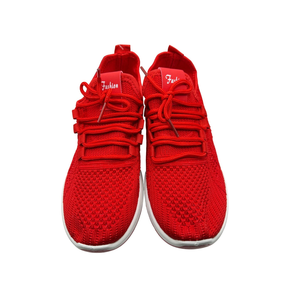 Red women's athletic sneakers by New Fashion Brand, size 6.5 US (EU 37), with stylish design and comfortable fit.