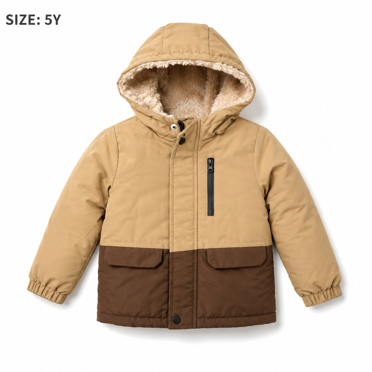 Kid's Tan & Brown Hooded Jacket for Toddlers Size 5Y