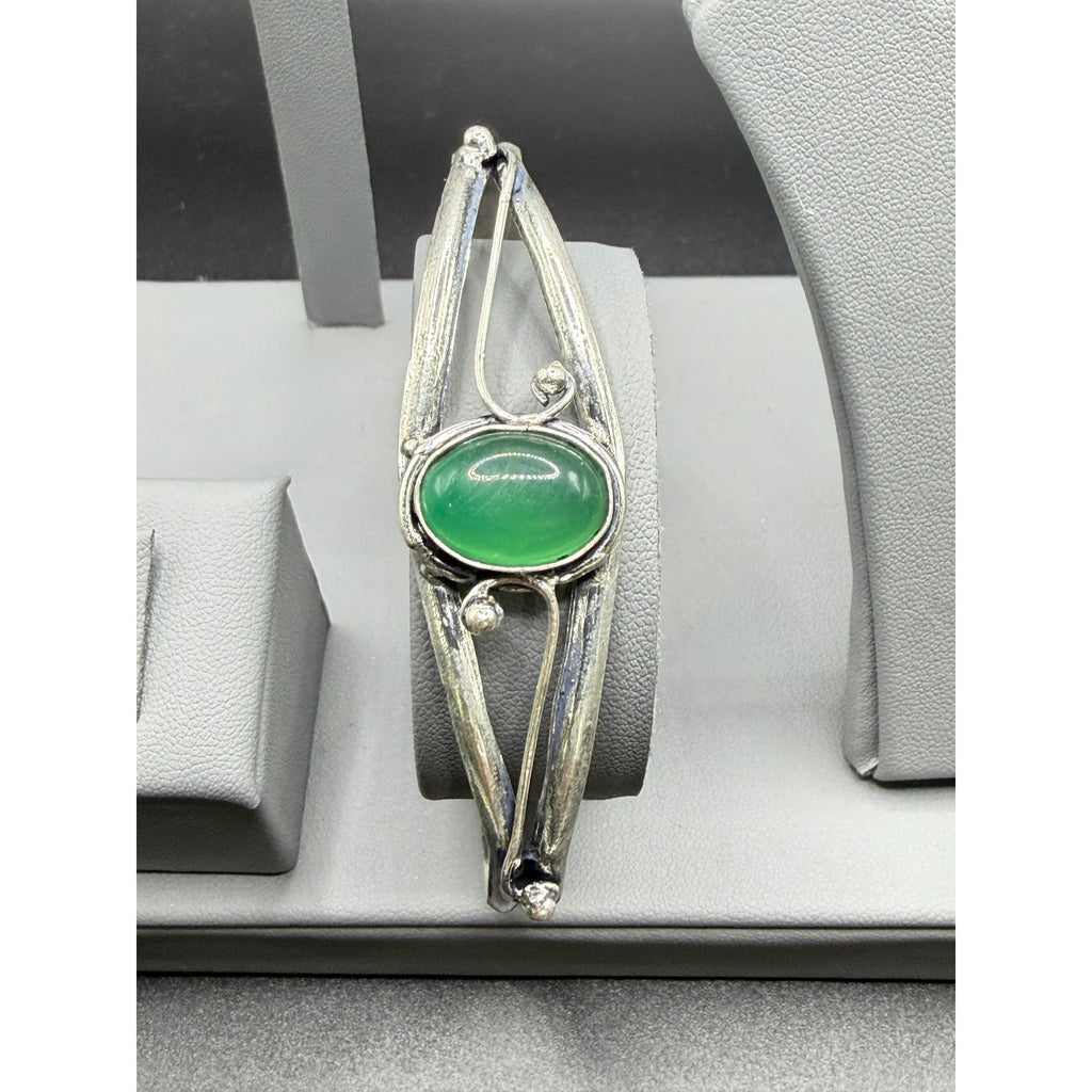 Silver plated bangle gem bracelet by Republic Mercantile, featuring handcrafted design with embedded colorful gemstones.