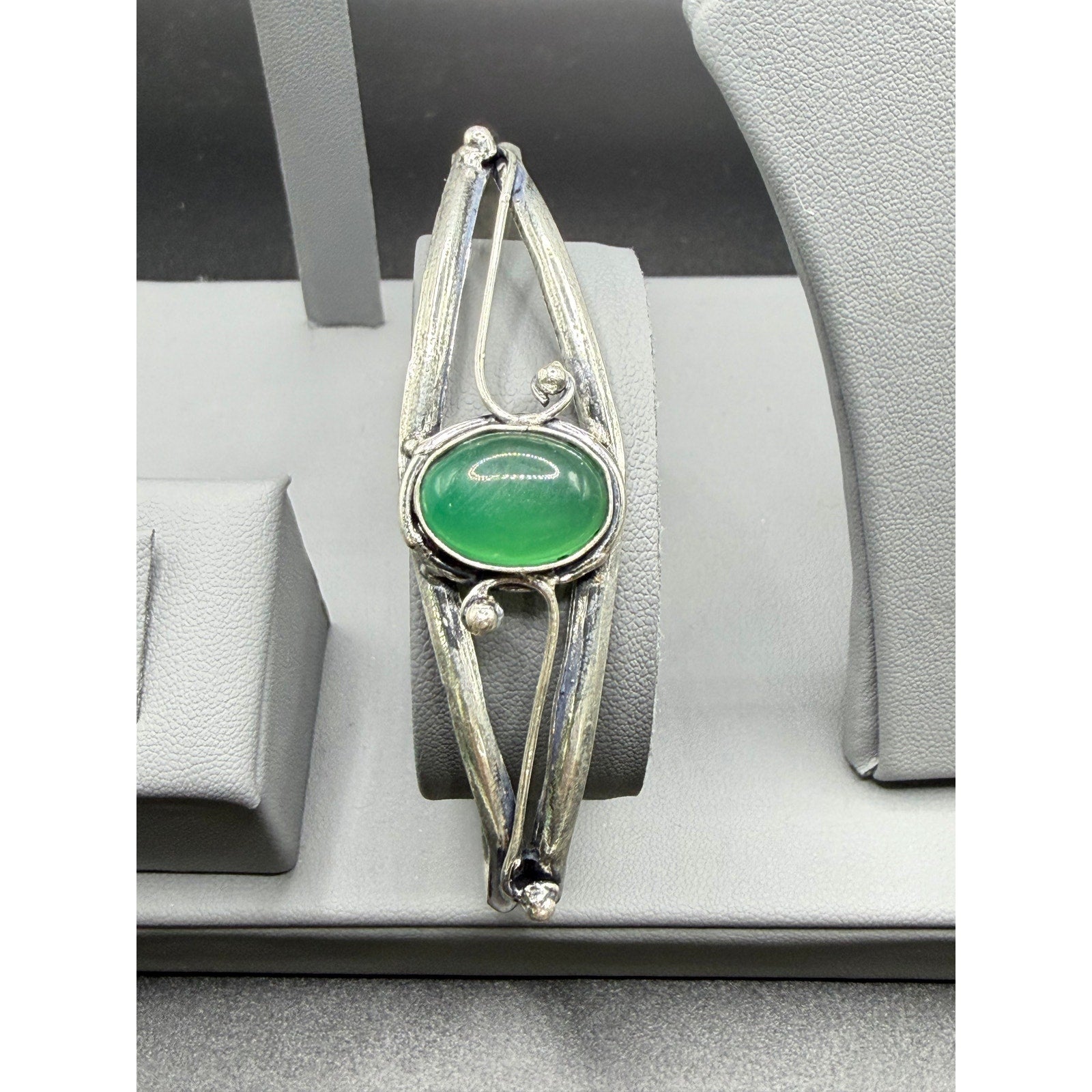 Silver plated bangle gem bracelet by Republic Mercantile, featuring handcrafted design with embedded colorful gemstones.