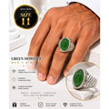 NEW Men's Ring Green Stone Silvery Band Size: 11
