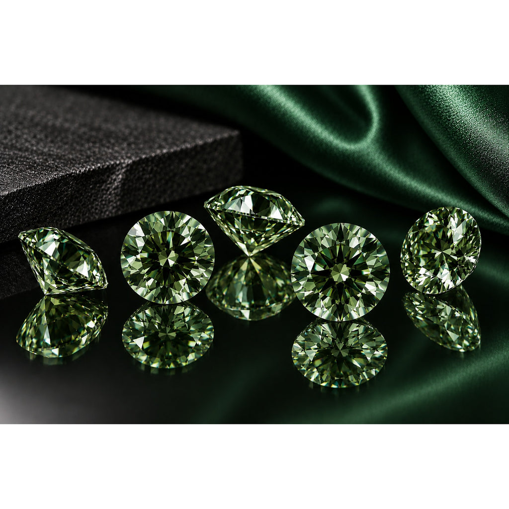 1ct Dark Green Moissanite Round 6.5mm VVS1 Loose Gemstone GRA Card & Case Certified