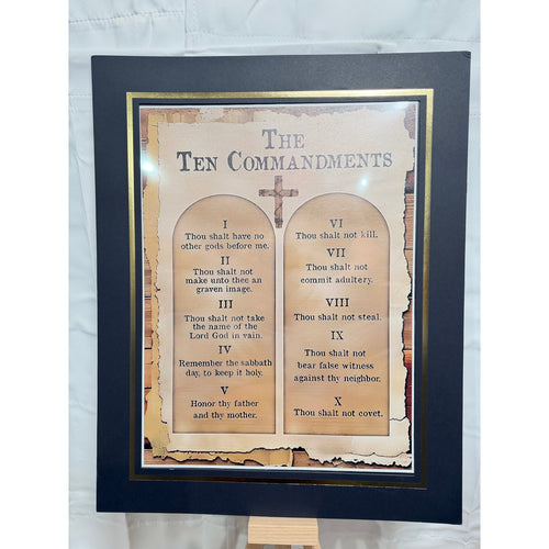 12x16 inch canvas art print featuring the Ten Commandments with a 16x20 mat, by Republic Mercantile.