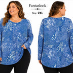 NEW Fantaslook Blue White Long Sleeve Tunic Top 2XL FREE Shipping