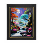 Neon waterfalls art print on canvas, 12x16 inches with 16x20 mat, by Republic Mercantile, featuring vibrant waterfall imagery.
