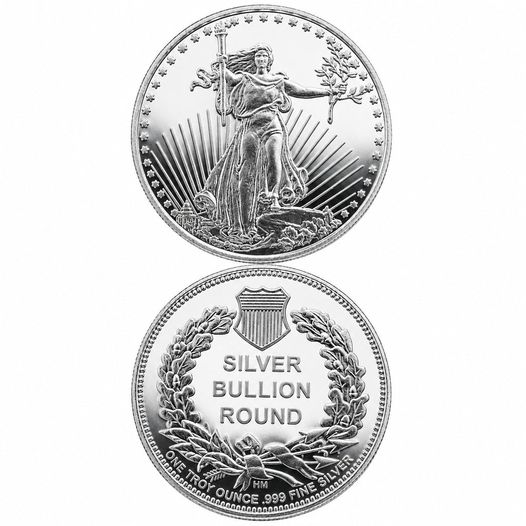 1 oz .999 fine silver St. Gaudens collectible coin by Republic Mercantile, featuring detailed design and American craftsmanship.
