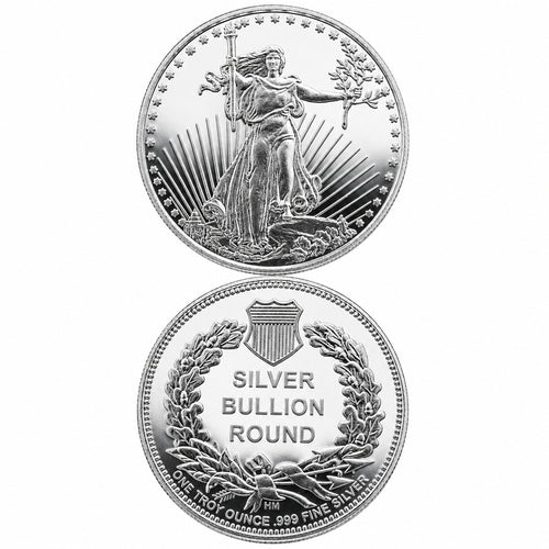1 oz .999 fine silver St. Gaudens collectible coin by Republic Mercantile, featuring detailed design and American craftsmanship.