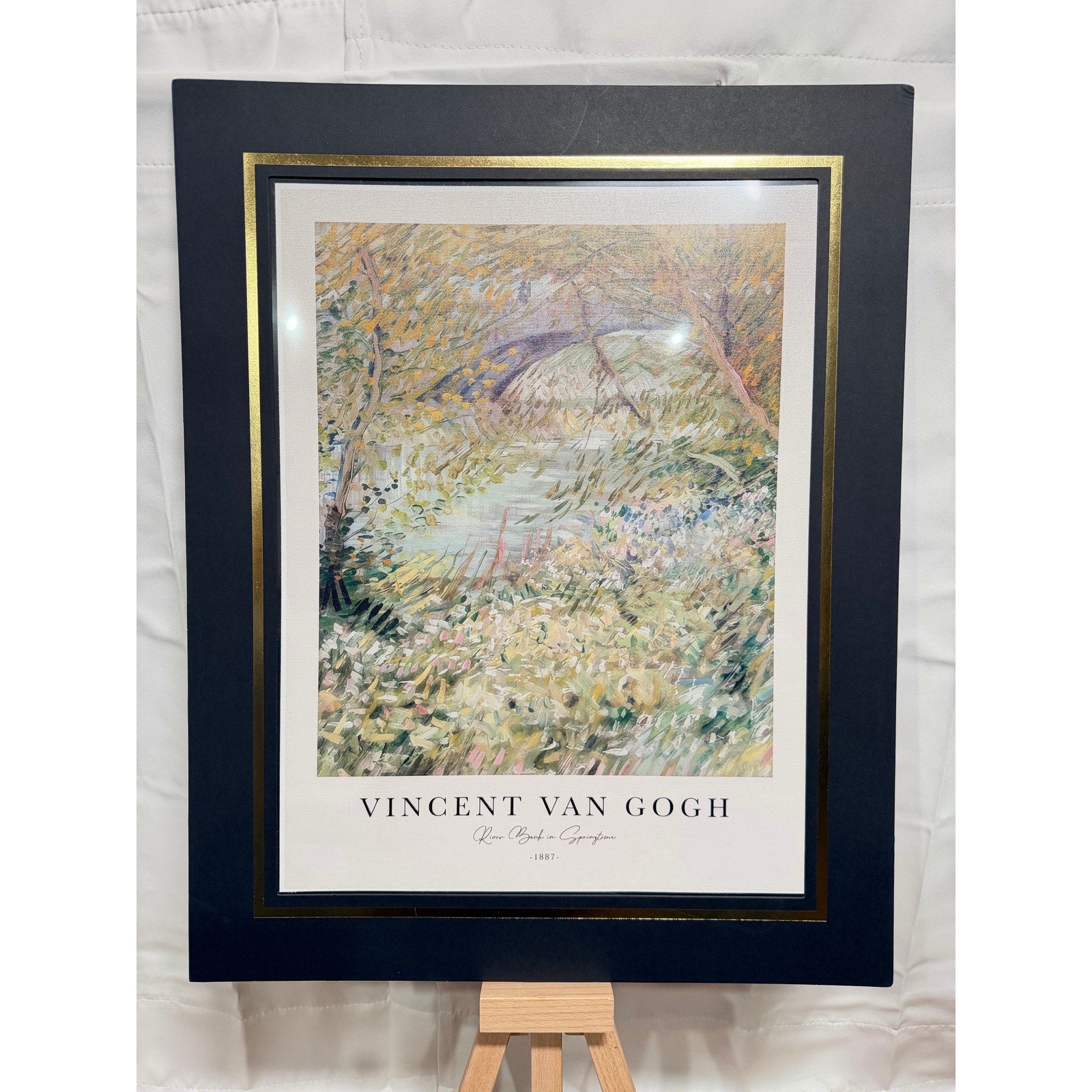 12x16 inch Van Gogh art print on canvas with 16x20 mat, featuring vibrant colors and textured brushstrokes, by Republic Mercantile.