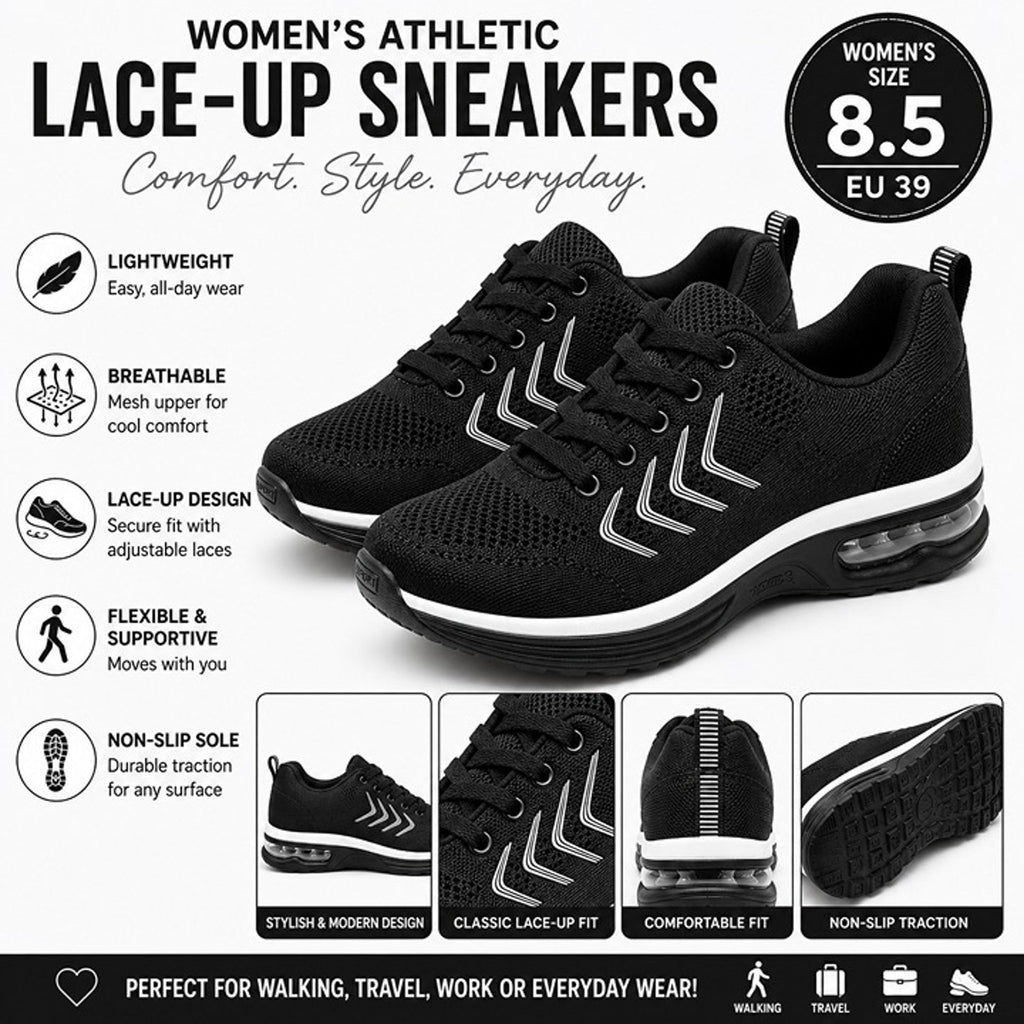 Women's Black Athletic Shoes Size: 8.5